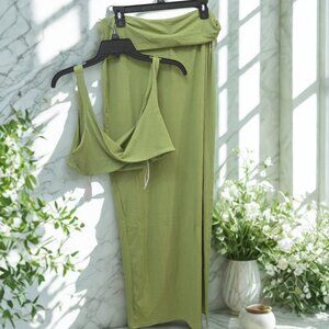 Two-Piece Lime Set | Stretchy Knit | Perfect for Brunch or Beach Getaway 💚